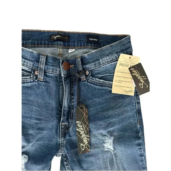 Supplies x Union Bay Maren High Rise Distressed Slim Straight Jeans sz 2P - Picture 5 of 13